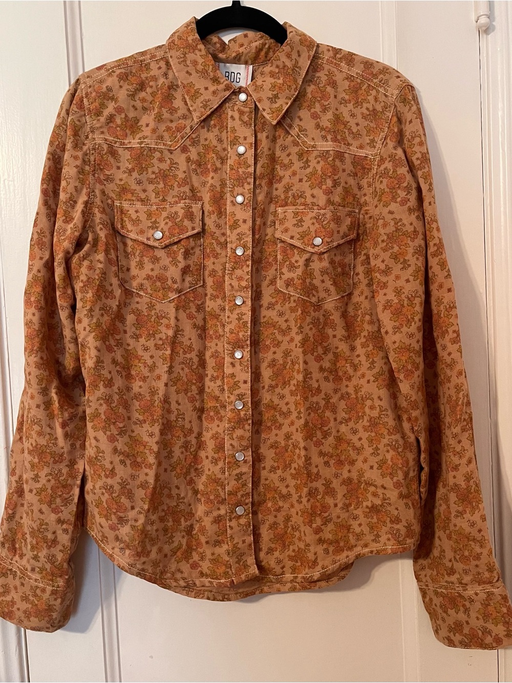BDG Urban Outfitters Floral Western Snap-Button Shirt - Size Large